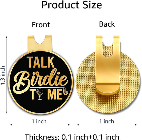 Talk Birdie to Me Black Gold Golf Ball Marker with Hat Clip, Funny Golf Accessories and Golf Gifts for Men Women Dad Grandpa, Birthday for Golfer Golf Lover Golf Fan(GM130)