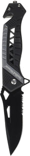 Smith & Wesson SW608BLS 8.5in Folding Knife with 3.4in Serrated Drop Point Blade and Aluminum Handle for Tactical EDC