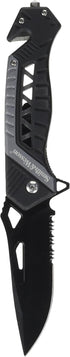 Smith & Wesson SW608BLS 8.5in Folding Knife with 3.4in Serrated Drop Point Blade and Aluminum Handle for Tactical EDC