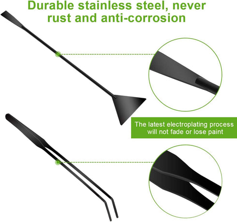 Quarium Aquascape Tools Kits, 4 in 1 Anti-Rust Aquatic Plant Tool Set, Stainless Steel Tweezers Scissors Spatula