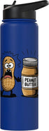 Peanut Butter Peanut Foodie Funny Surprised Peanut Looking At Peanut Butter Stainless Steel Insulated Water Bottle