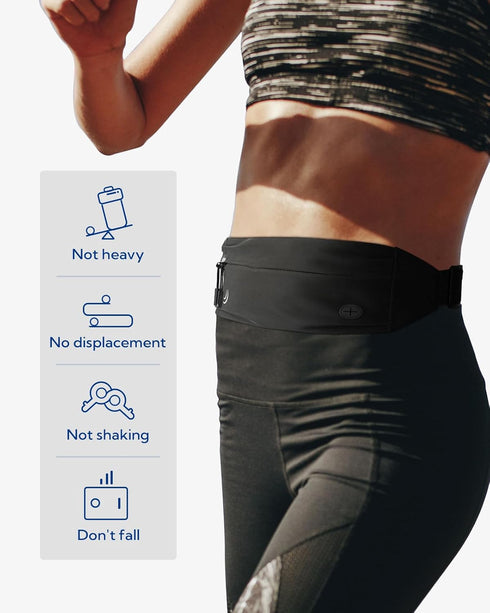 WATERFLY Running Belt Fanny Pack, Jogging Waist Pack for Men Women, Sport Exercise Fitness Phone Holder Belt