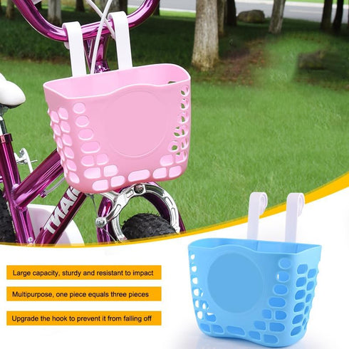 Kids Bike Basket, Adjustable Straps Bicycle Front Basket for Boys Girls, Strong Load Handlebar Basket for Outdoor