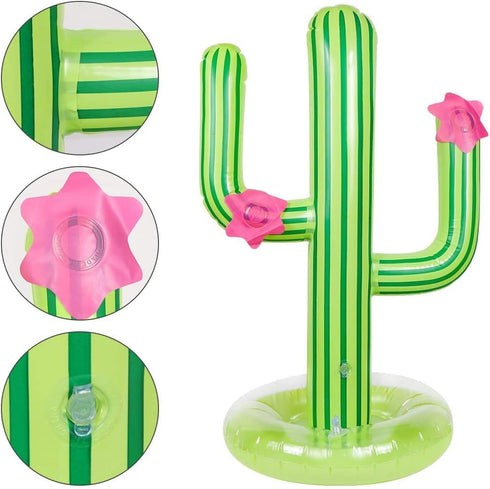 UNIME Inflatable Cactus Ring Toss Game Set, Target Toss with 4 Color Inflatable Rings for Pool Party Supplies