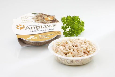 Applaws Cat Pots Juicy Chicken Breast with Duck, Peel Top Cat Food (18) 2.12oz Trays