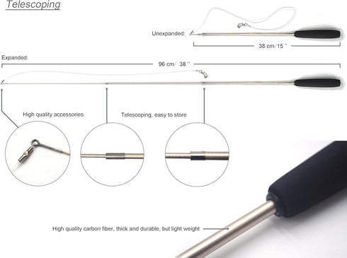 Cat Toys Wand, Retractable Interactive Feather Teaser Cat Toy with Bell, 5pcs Refills