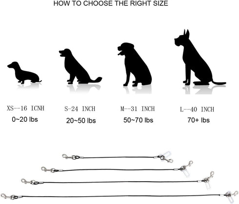 Mogoko Chew Proof Dog Car Seatbelt Safety Restraint, Stainless Steel Dog Leash, S Size, 24 inch