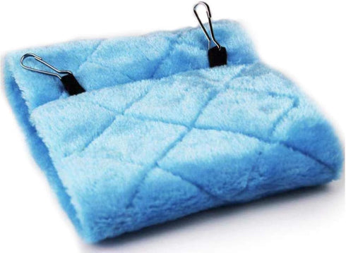 Pet Bird Nest Hammock Hanging Cave Bed - Plush Snuggle Happy Hut Tent (Small, Blue)