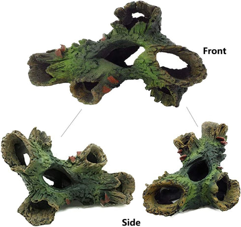 Tfwadmx Decaying Trunk Aquarium, Betta Fish Ornament, Freshwater Ornament - Small Resin Aquarium Decoration Log, 20 Gallon Fish Tank Wood with Holes & Aquarium Hideout Caves