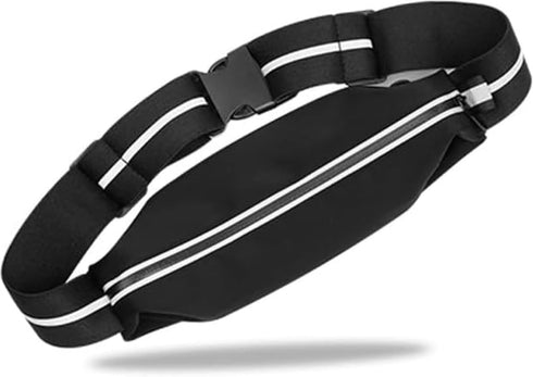 Triathlon Race Belt with Bib Holder - Water-Resistant Zipper Pouch - Reflective