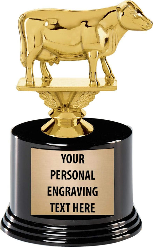 Crown Awards Cow Trophies with Custom Engraving, 5.75" Personalized Dairy Cow Trophy