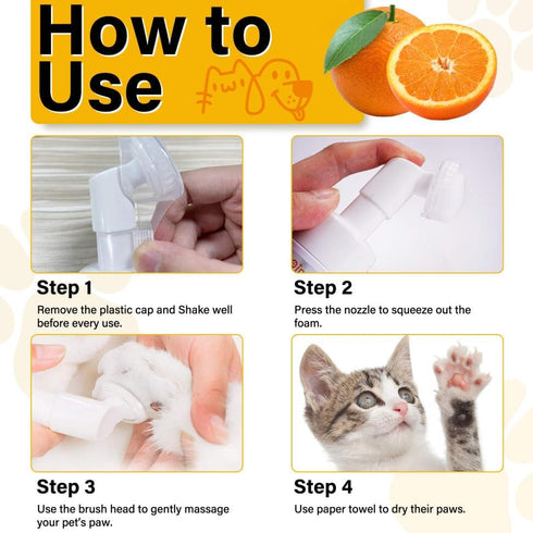 Clean Paws - Portable No-Rinse Foaming Cleanser Paw and Foot Cleaner, Gentle pH Balanced for All Dogs and Cats