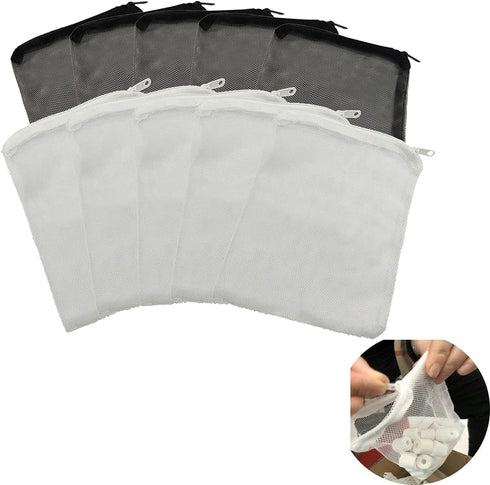 10 Pcs Tanks Filter Media Bags, Reusable Aquarium Filter Bags with Zipper for Activated Carbon, Ceramic Rings