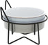 Pavilion - Meow - Kitty Cat Kitten Feline 13 oz Food Water Meal Time Ceramic Stoneware Dish Bowl With Metal Iron Stand Pet Accessories Whisker Friendly Indoor Outdoor Easy To Clean