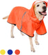 Dog Raincoat with Adjustable Belly Strap, Waterproof Slicker Hoodie with Reflective Strip for Medium Large Dogs -