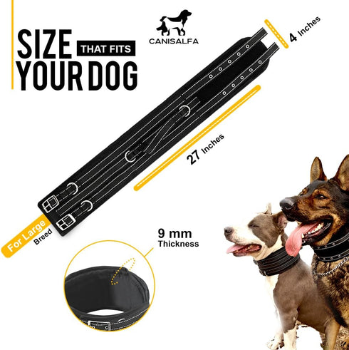 Tactical Dog Collar for Large Dogs | 9mm Thick with Handle | 4" Extra Wide with GPS & Leash Option | Metal Buckle Nylon