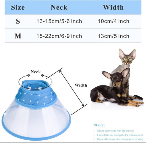Cat Cone Collar, Recovery Elizabethan After Surgery, Clear Soft Neck E-Collar, for Kitten Puppy Dog