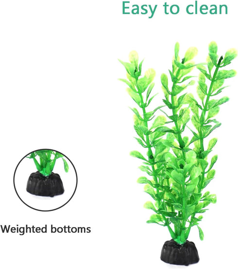 AQUANEAT Fish Tank Plants, 10pcs Plastic Green Decorations for Aquarium