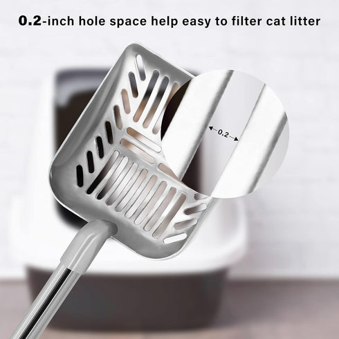 Cat Litter Scoop, Metal Long Handle Kitty Litter Coop Scooper, Heavy Duty Pooper for Litter Box, 32inch