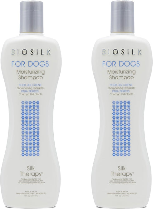 BioSilk for Dogs 12 oz Silk Therapy Moisturizing Shampoo, Best for Dry, Itchy, Sensitive Skin, 2 Pack.
