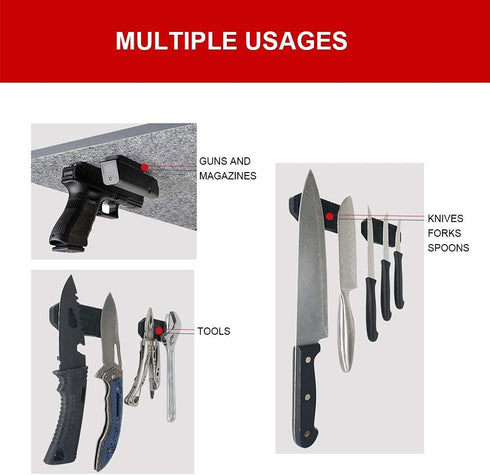 Gun Magnet 56lbs Rated Magnetic Gun Mount, Anti Scratch Rubber Coated Holder for Rifle Pistol Magazines