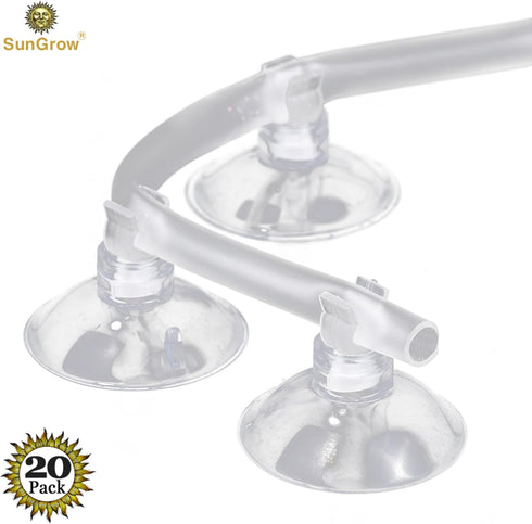 SunGrow 20 Pack Aquarium Suction Cup Clips, 1” Rubber Clamps for Fish, Turtle, Frog Tank, Fits 0.2” Tubing