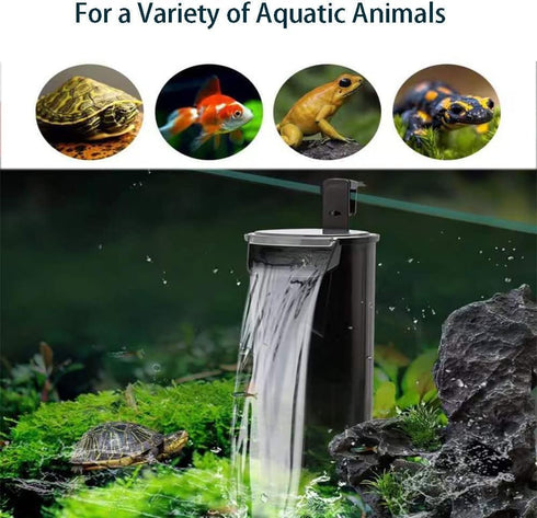 Internal Aquarium Filter, Waterfall Flow Pump with 2 Filter Sponges for Small Fish Tank, Turtle Tank, Shrimp, Frog