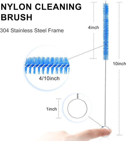 Flexible Drain Brush Cleaner Kit – CPAP Hose Cleaner 5ft Long with 3pcs 10” Straw Brushes for Aquarium & Sinks