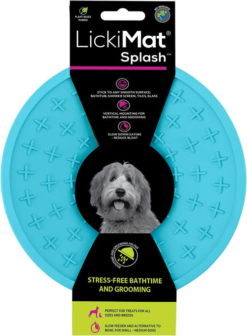 LickiMat Splash Dog Slow Feeder Bowl, Turquoise, Boredom Anxiety Reducer, Perfect for Food, Treats, Yogurt, Peanut