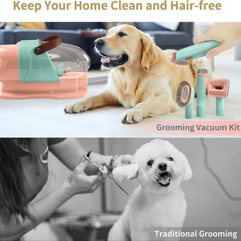 Generic <65dB, All in One Pet Grooming Kit with Vacuum, Low Noise Hair Collection and Suction, for Dogs and Cats (Light