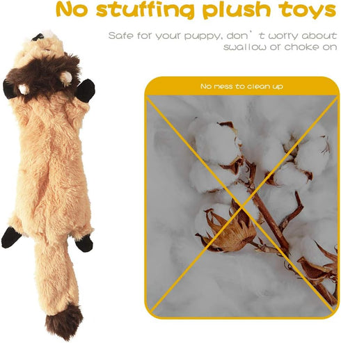 Dog Squeak Toys, No Stuffing Plush Dogs Chew Toy Bundle for Small Medium Large Breed Chewer Tough Durable Squeaky Pet