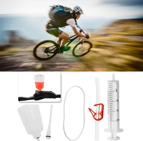 Hydraulic Bleed Kit, Mountain Bike Disc Brake Repair Tool Kit with Syringe Hose Anti Reverse Clamp Funnel Bumper