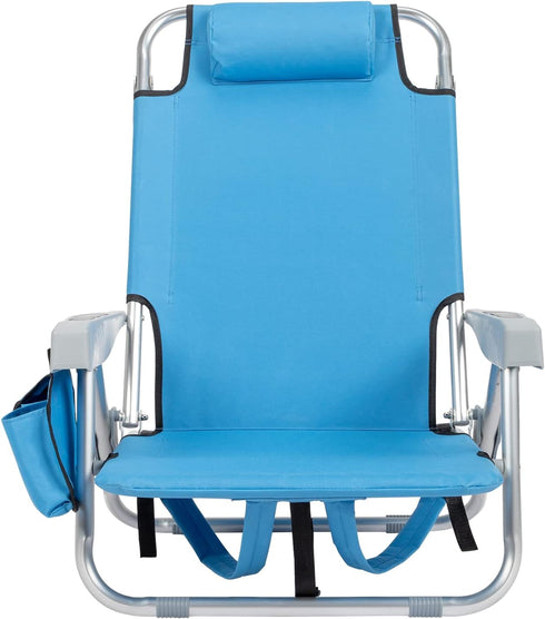 Kcelarec Backpack 5 1-Low Folding Beach Chair with Positions, Carry Handle, Storage Pouch, Cup Holder,Outdoor Reclining