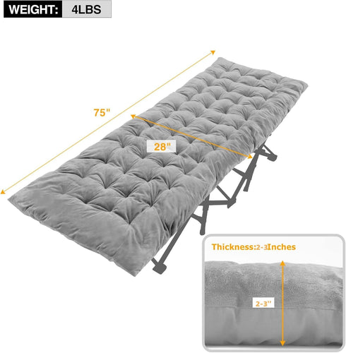 REDCAMP Extra Thick Folding Cot Pads for Sleeping, Soft Comfortable Velvet & Corduroy Camping Mattress Pad