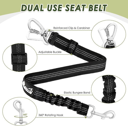 SlowTon Dog Seat Belt Harness for Car, Dog Car Harness Adjustable Mesh Breathable & Dog Seatbelt Safety Tether