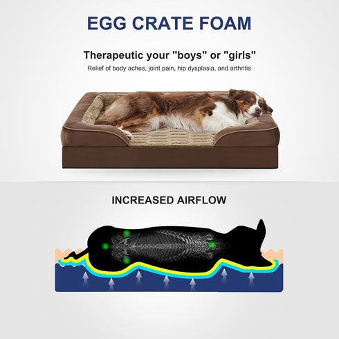 FURTIME Orthopedic Dog Beds for Small Dogs, Waterproof Bed with Removable Washable Cover, Egg Foam Couch, Nonskid Bottom
