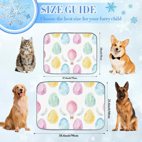 imiBBWQu Summer 27" 22" Dog Cooling Mat Watercolor Easter Eggs Cooling Dog Bed Mat Washable Cat Self-Cooling Pad