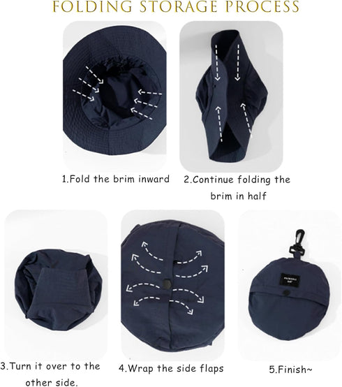 Waterproof Bucket Rain Hat with Chin Strap, Packable Sun Hat for Men Women, Lightweight Summer Fishing Cap