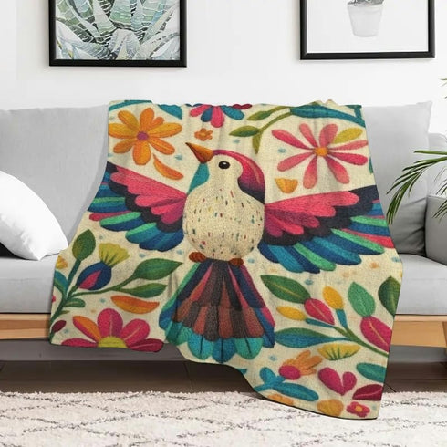 PALNKART Bird Flowers Leaves Lightweight Flannel Blanket for Sofa Bed Travel Camping Chair,