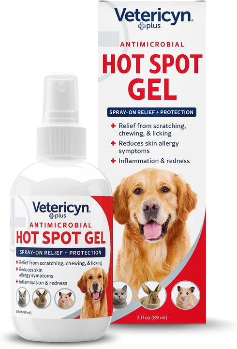 Vetericyn Plus Dog Hot Spot Gel - Spray-On Care for Dogs, Relieves Itchy Skin and Allergy Symptoms, 3 ounces