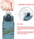 Time Marker Water Bottle, 30oz Large Durable Transparent Gym Bottle for Workout, Sport Travel Water Tracker, Blue