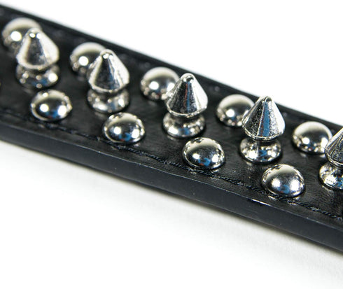 Spiked Dog Collar / Cat Collar, Studded Vegan Leather Pet Collar for Dogs and Cats (L, Black)