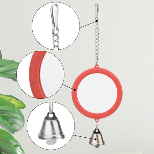 Hypeety Pet Bird Mirror with Bell Interactive Parrot Toy for Cockatiel Parakeets Canaries