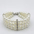 Fancy 3 Row Pearls Diamond Dog Necklace - Bling Rhinestones Jewelry for Small Dogs, Neck Size: 10"-12"