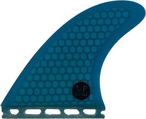 UPSURF M Size Tri Fin Surfboard Fin Set, Fiberglass+Honeycomb (White/Blue/Orange)