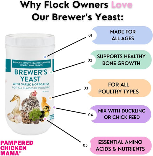 (24 (3 Brewer's Yeast for Ducks & Chickens with Garlic & Dried Oregano Ounce) | Niacin for Ducks, Chicks, and Adult