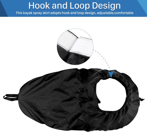 Zerone Universal Kayak Spray Skirt, Adjustable Nylon Cover for Water Sports