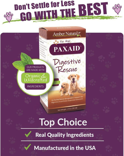Amber NaturalZ Paxaid Digestive Rescue for Dogs and Puppies, Supports Normal Appetite & Gut Function