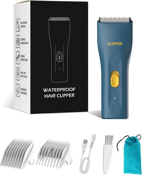 Prowerful Home Professional Dog Grooming Kit Clipper, Low Noise USB Rechargeable, Gifts for Dog and Cat, Green, TS006