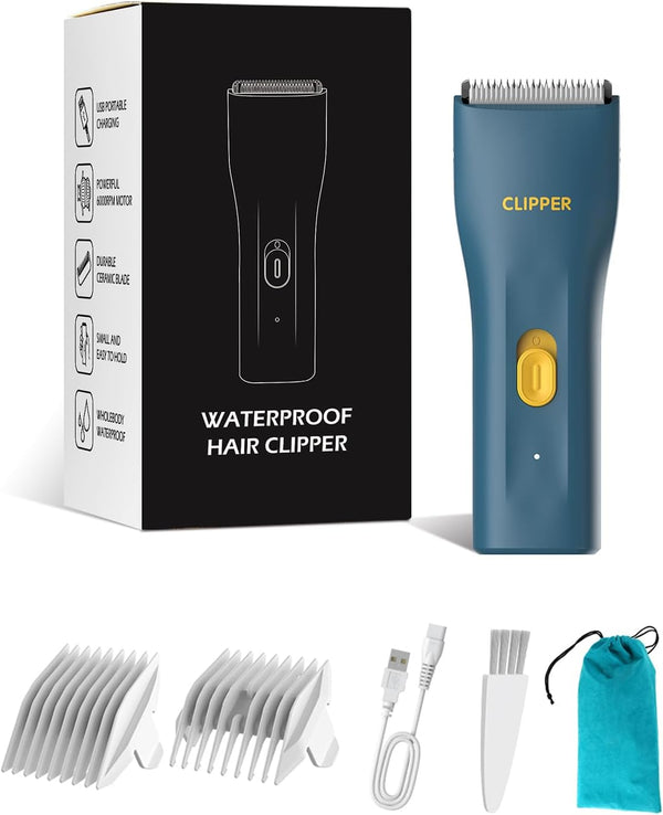 Prowerful Home Professional Dog Grooming Kit Clipper, Low Noise USB Rechargeable, Gifts for Dog and Cat, Green, TS006